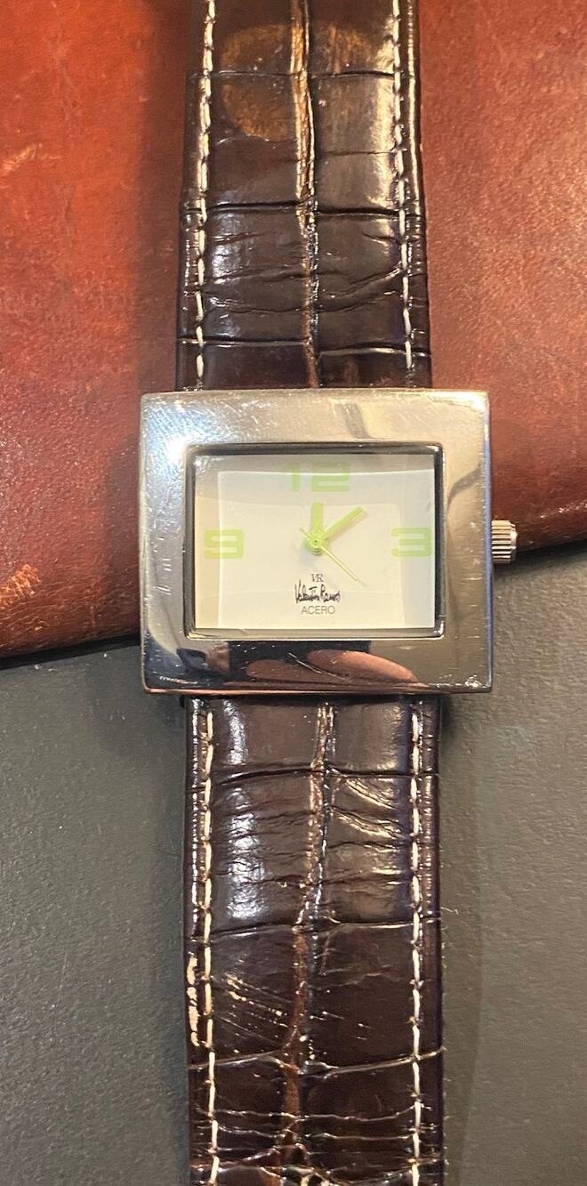 VTG Women's Valentin Ramos Watch, Silver Tone with Light Green Numbers